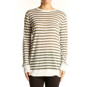 Alexander Wang Beige Striped Long Sleeve Linen Blend Top